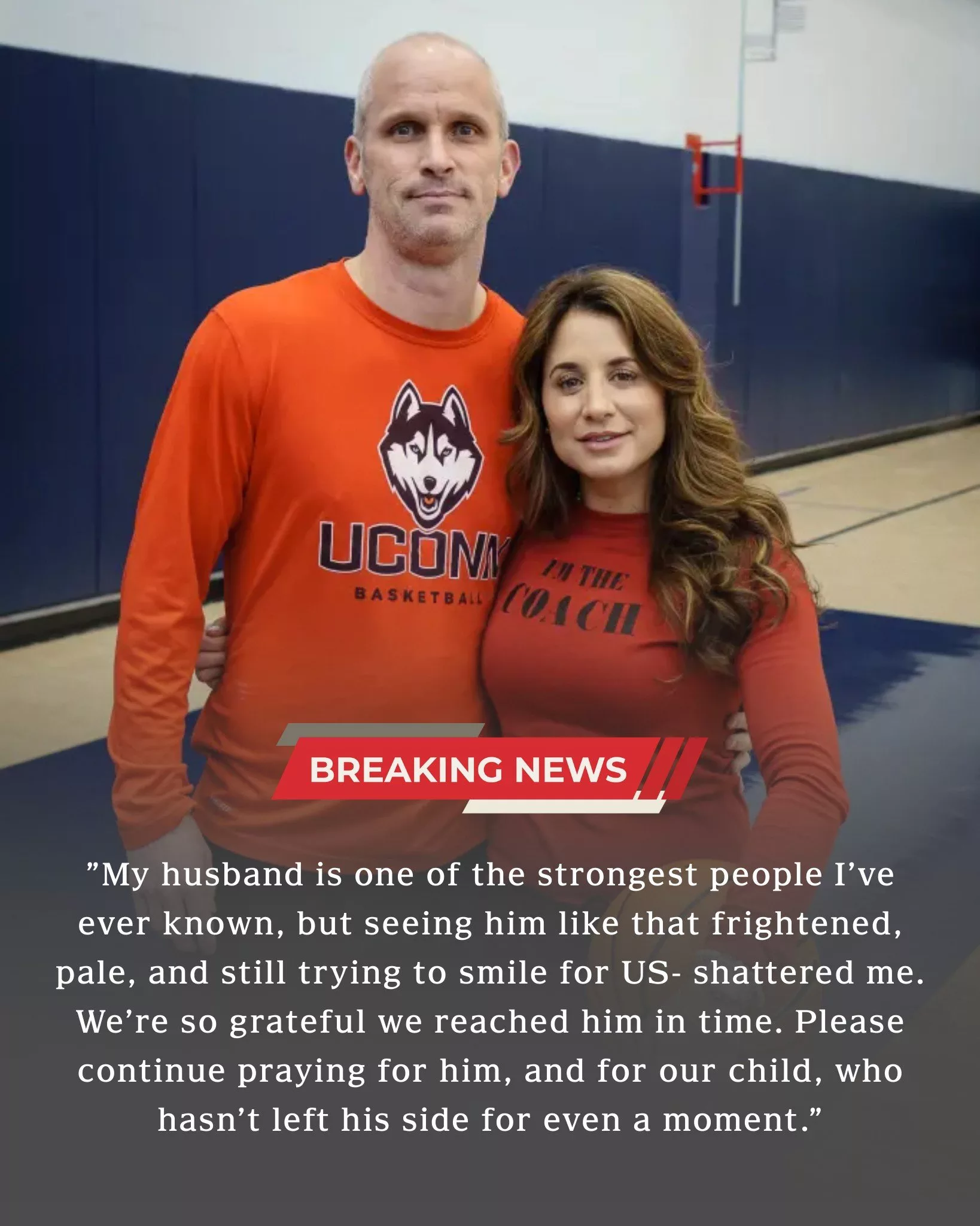 “Our Rock is Fighting” — Andrea Hurley Breaks Silence on Dan Hurley’s Sudden Medical EmergencyThe high-octane world of college basketball came to a grinding, silent halt late last night as news filtered out of the University of Connecticut. Dan Hurley, the fiery, charismatic, and back-to-back championship-winning head coach of the UConn Huskies, was rushed to a local hospital following a sudden and "significant" medical emergency during a private team function. For hours, the "Husky Nation" waited in a state of collective shock, with social media filling with prayers and tributes to the man who restored UConn to the pinnacle of the sport. This morning, his wife and the matriarch of the program, Andrea Hurley, stepped forward to provide a heart-wrenching yet hopeful update on the coach’s condition. The Incident: A Sudden Silence in Storrs According to witnesses, the emergency occurred unexpectedly during what was supposed to be a quiet evening at the Hurley residence. Hurley, 53, known for his relentless energy and "100-miles-per-hour" approach to life, reportedly collapsed and was treated on-site by first responders before being transported by ambulance to the university’s trauma center. The atmosphere in Storrs has been described as "somber and surreal." Players, many of whom view Hurley as a second father, were seen gathered outside the medical center in the early hours of the morning, hoods up, waiting for any sign of news. The man who had been the loudest voice in every arena in America was suddenly fighting a battle in total silence. Andrea Hurley’s Statement: "The Strength of a Family" In a statement released through the university’s athletic department, Andrea Hurley—who has been Dan’s constant shadow and fiercest supporter throughout his coaching journey—addressed the situation with the poise and grit that UConn fans have come to admire. “This is a difficult time for our family, and for the entire UConn community,” the statement began. “Dan is currently under the care of an incredible team of doctors. While the situation was sudden and frightening, he is stable and, in true Hurley fashion, he is already showing us the fight that we all know so well. Our rock is fighting, and he is not alone.” Andrea went on to express her profound gratitude for the outpouring of love that has flooded in from across the globe—from rival Big East coaches to former players and even the casual fans who only know Dan through his sideline intensity. “To the fans who have sent prayers, the students who held vigils, and the coaching community that has reached out—thank you,” she wrote. “We feel the strength of your support. It is the fuel that is helping us through these uncertain hours. Dan has always said that UConn is a family, and today, that family is what is holding us up.” The Impact: More Than a Coach The medical emergency comes at a time when Hurley’s legacy is already cemented in the rafters of Gampel Pavilion. However, the reaction to his hospitalization proves that his impact transcends X’s and O’s. Across the country, the narrative hasn't been about "three-peats" or tournament seeds; it has been about the humanity of a man who wears his heart on his sleeve. “Dan Hurley is the heartbeat of this university,” said one longtime UConn donor outside the hospital. “You see him screaming on the sidelines and you think he’s invincible. To hear he’s in the hospital… it just puts everything into perspective. Basketball doesn't matter today. Dan matters.” The Road Ahead: A Program in Waiting While the specifics of the medical emergency remain private out of respect for the family, the university has announced that Associate Head Coach Kimani Young will oversee day-to-day operations of the program indefinitely. However, the school made it clear that there is no timeline for Hurley’s return, emphasizing that "his health and his family are the only priorities that exist right now." The Huskies' locker room remains closed to the media, but sources close to the team say the players are "devastated but unified," leaning on each other just as Hurley taught them to do during the toughest stretches of the season. Conclusion: The Heart of a Champion As the sun rises over Storrs, the "UConn" blue flags are flying at half-mast in the hearts of the fans. The image of Dan Hurley—pacing the sidelines, barking instructions, and celebrating with his players—feels like a distant memory compared to the reality of the quiet hospital room where he now rests. But if there is one thing Andrea Hurley made clear in her update, it’s that the Hurley spirit is far from broken. “He is a champion in every sense of the word,” her statement concluded. “And he will approach this recovery with the same ferocity he brings to the court. We ask for continued privacy as we navigate this, but please keep those prayers coming. We hear them. We need them.” For now, the basketball world waits. Not for a win, not for a trophy, but for the return of the man who turned a game into a mission and a team into a family.