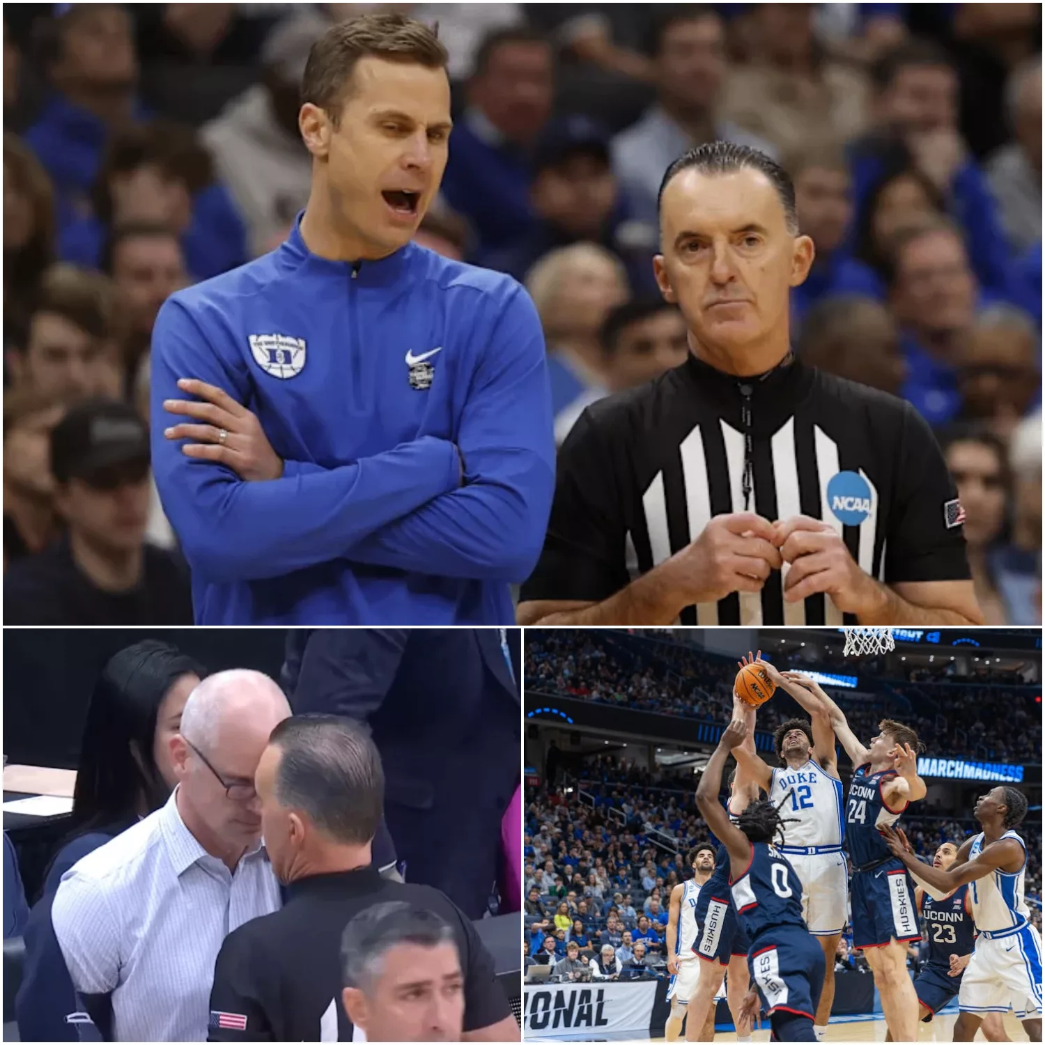SHOCKWAVE: Lead Official Suspended Following Blatant Bias Allegations in UConn-Duke Thriller; Jon Scheyer Fires Back with Scathing 7-Word Message
